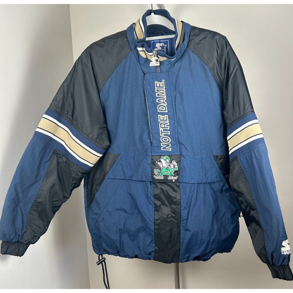 Vintage Notre Dame Fighting Irish Starter Jacket Mens M Pullover Puffer